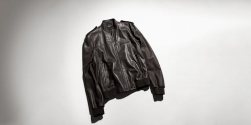Grainy leather bomber jacket