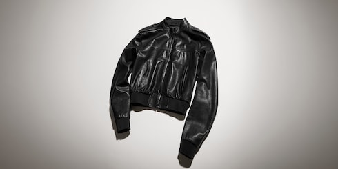 Grainy soft nappa leather bomber jacket