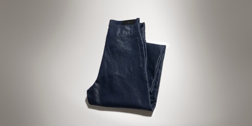 Cotton denim pants with 3D effect