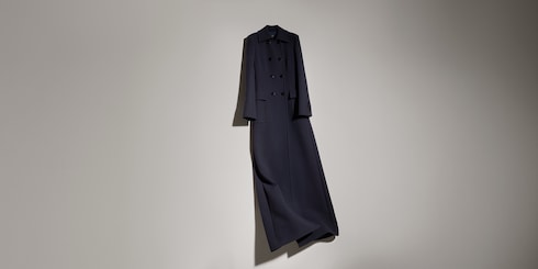 Crêpe wool long coat