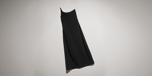 Einschultriges Kleid aus Viskose-Crêpe-Jersey