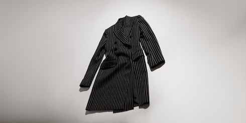 Pinstripe wool silk coat