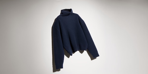 Brushed wool knit turtleneck sweater