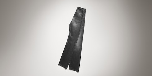 Cotton denim pants with coating