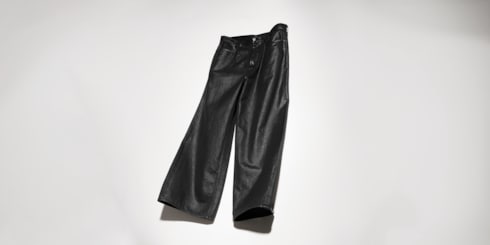 Cotton denim pants with coating