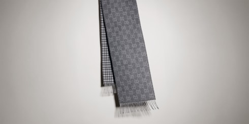 Reversible wool cashmere scarf