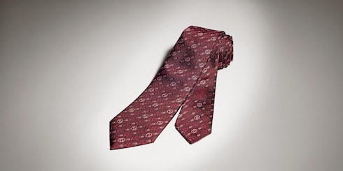 Interlocking G belt silk jacquard tie