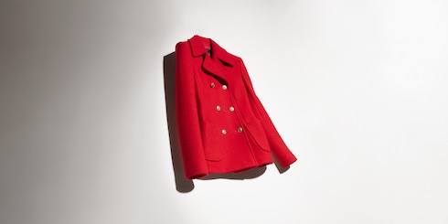 Double-breasted wool polyamide coat