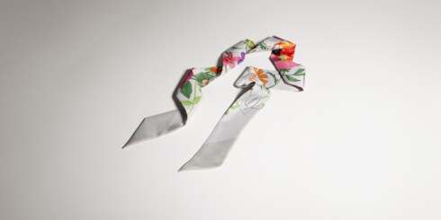 Printed silk twill ribbon