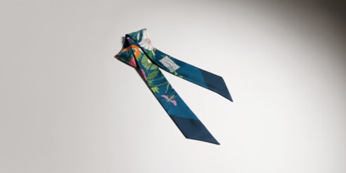 Printed silk twill ribbon