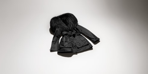 Coated cotton jacket with shearling