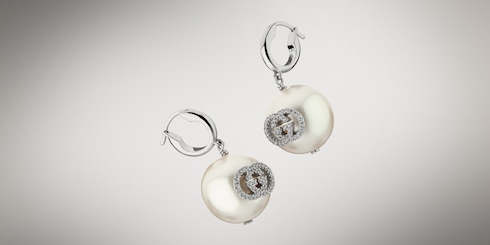 パール & クリスタル ドロップ ピアス