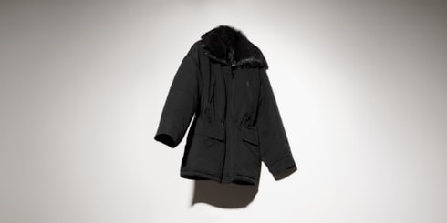Chaqueta de falla de algodón técnico con 'shearling'