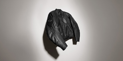 Blouson de motard en cuir de taureau grainé souple