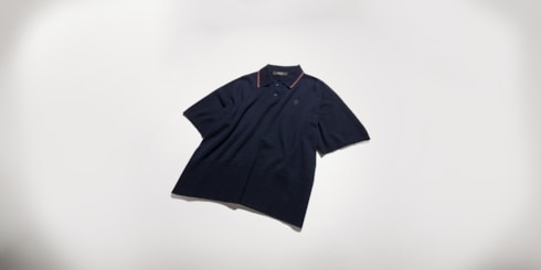 Polo de punto de cashmere con tribanda Web