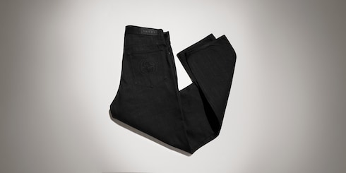 Pantalon en denim de coton avec broderie