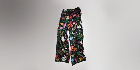 Pantalón de sarga de seda con estampado
