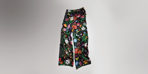 Printed silk twill pants