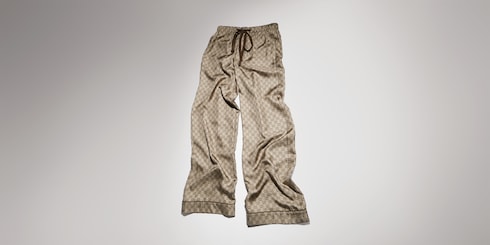 Printed silk twill leisure pants
