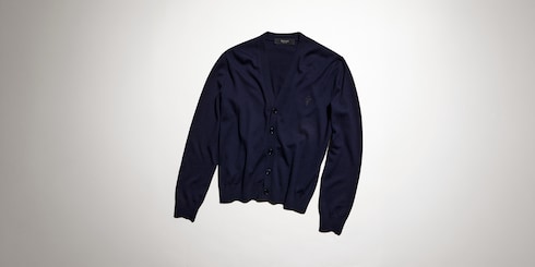 Knit wool cardigan with embroidery