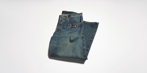 Cotton denim pants with Horsebit