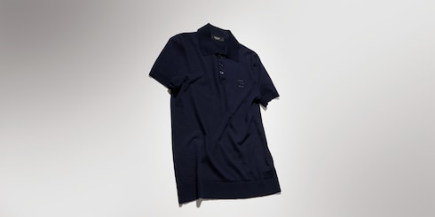 Poloshirt aus Wollstrick mit Stickerei