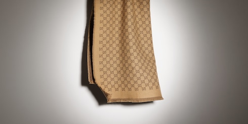 Pañuelo de lamé, viscosa y lana con GG