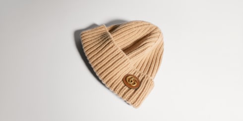 Wool cashmere hat with Double G