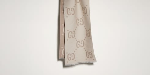 GG jacquard wool silk scarf