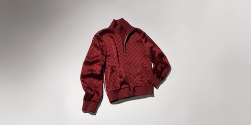 Chaqueta de jacquard con GG y cremallera
