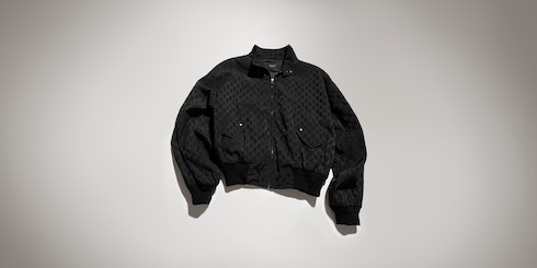 Giacca con cerniera in cotone tecnico GG jacquard