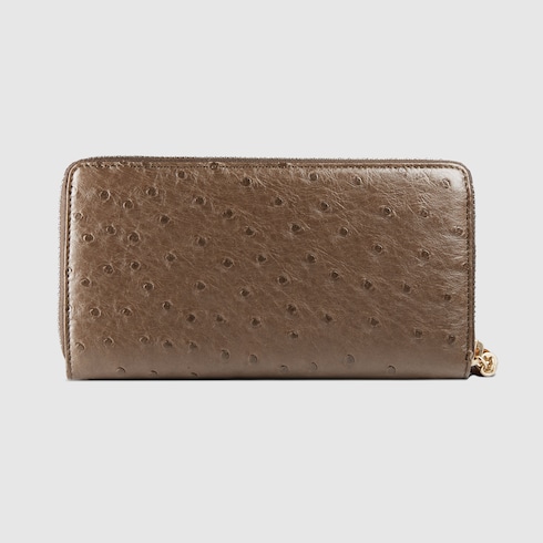 Bamboo tassel ostrich zip around wallet