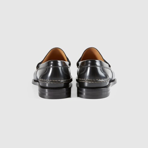 Men's penny loafer in black leather | GUCCI® Australia