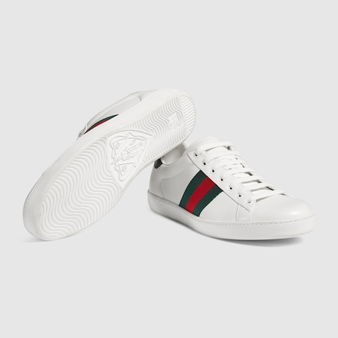 Men's White Leather Ace Sneaker With 