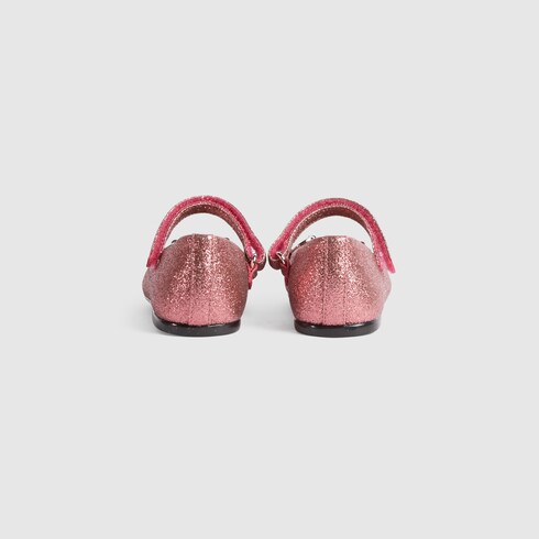 		幼儿闪光马衔扣平底芭蕾舞鞋 - Gucci 学步鞋 388814KUS005851 Gucci 幼儿闪光马衔扣平底芭蕾舞鞋