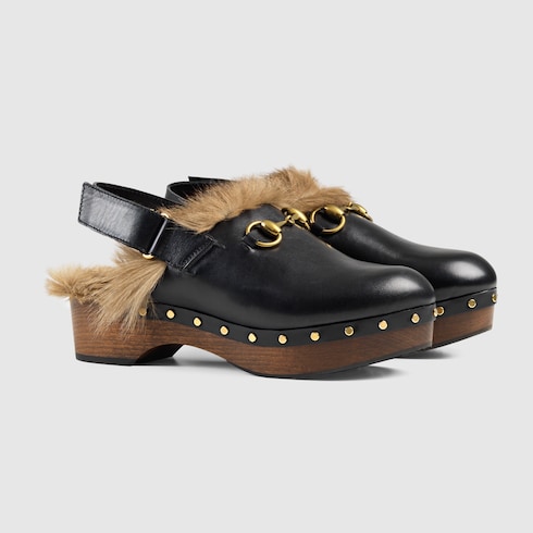 gucci fur clogs