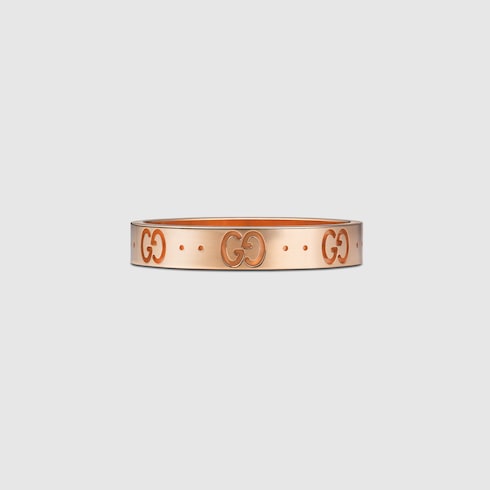 Shop Gucci Icon 18k Thin Band In Rose Gold
