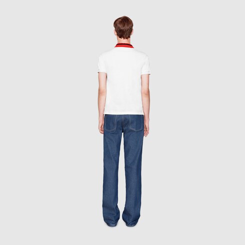 cotton piquet polo with web collar