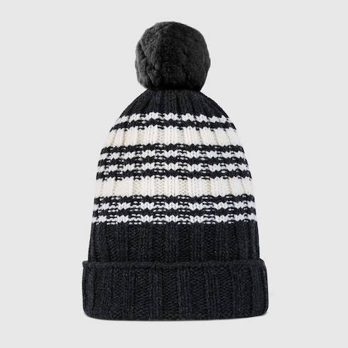 Striped wool knit hat