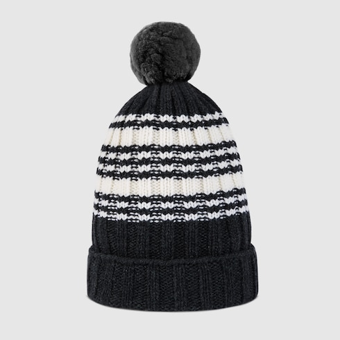 Striped wool knit hat