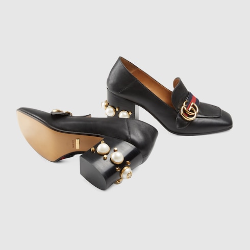 gucci stacked heel loafer