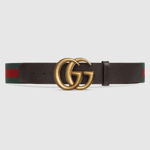 GUCCI WEB BELT WITH DOUBLE G BUCKLE,409416HE2AT8664