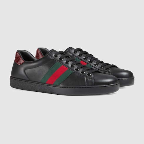 GUCCI MEN'S ACE LEATHER SNEAKER,386750A38D01078