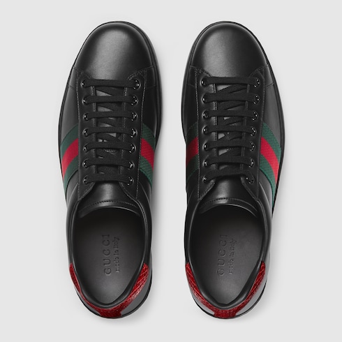 GUCCI MEN'S ACE LEATHER SNEAKER,386750A38D01078