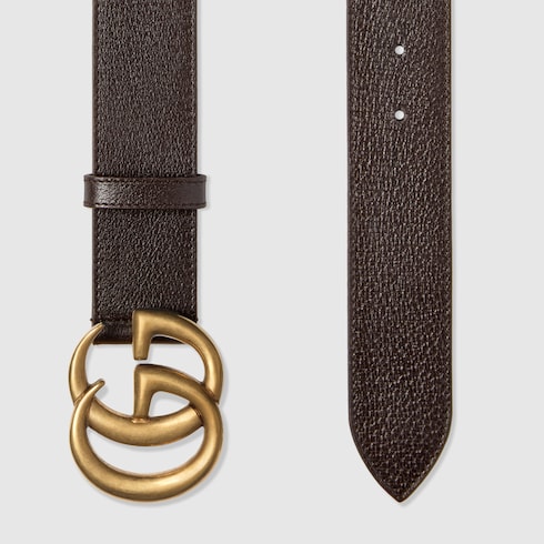 GUCCI LEATHER BELT WITH DOUBLE G BUCKLE,406831DJ20T2145