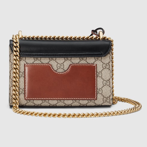 Gucci Padlock Gg Supreme Leather And Coated Canvas Shoulder Bag In Brown