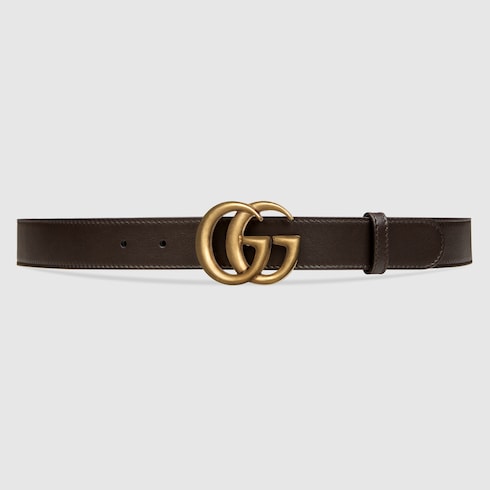 Gucci Leather Belt With Double G Buckle In Brown