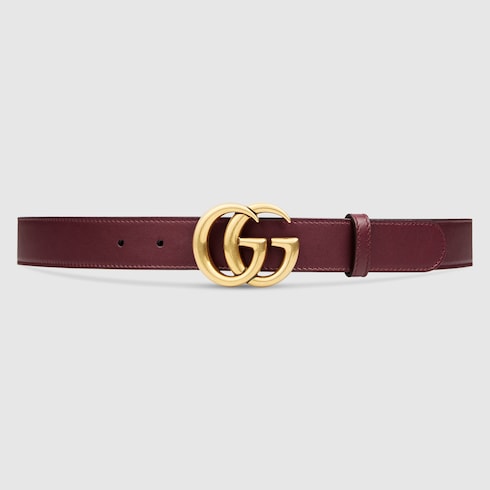 Gucci Leather Belt With Double G Buckle In Brass