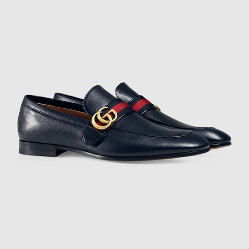 Gucci Men's Leather Loafers Moccasins Quentin In Black