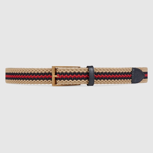 Elastic Web belt with bee in camel elastic GUCCI Australia